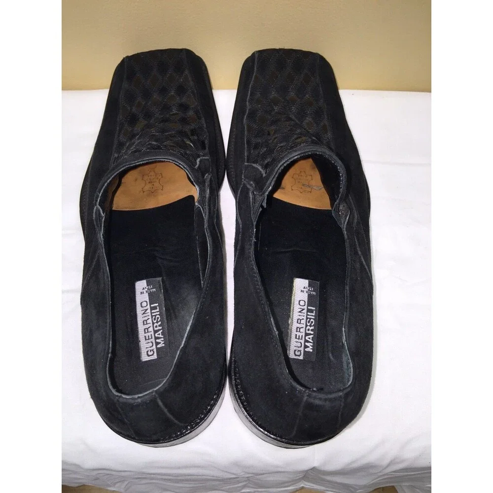 GUERRINO MARSILI  MEN  ITALIAN  SLIP ON BLACK LEATHER  SHOES SIZE  EURO 45